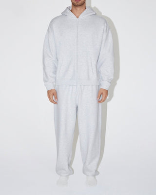 Fleece Oversized Zip Hoodie | Light Heather Grey