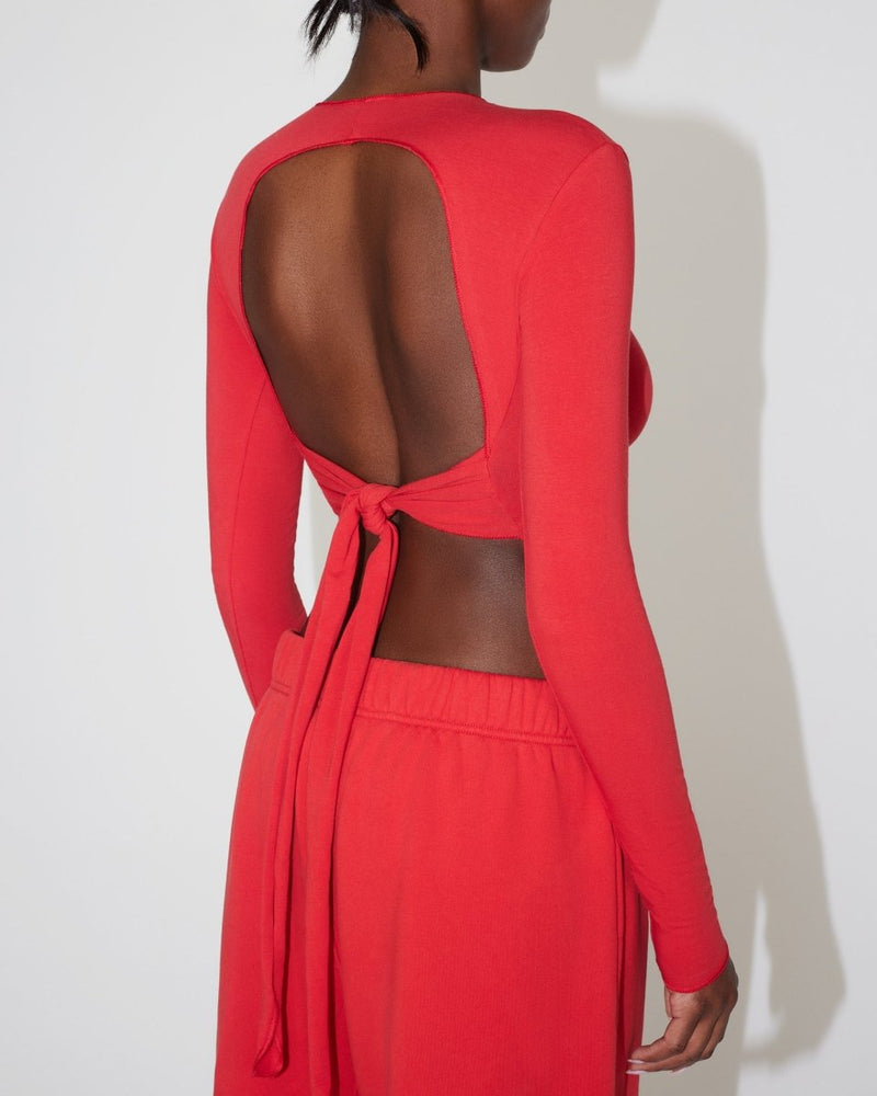 Long Sleeve Wrap Top Red Khy