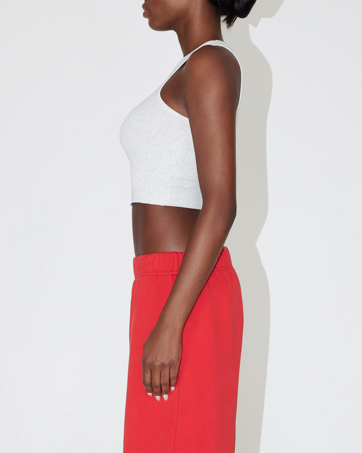 Cropped Rib Tank Heather Grey