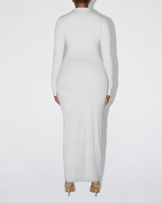 Smooth Stretch Ruched Maxi Dress | Light Grey