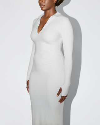 Smooth Stretch Ruched Maxi Dress | Light Grey