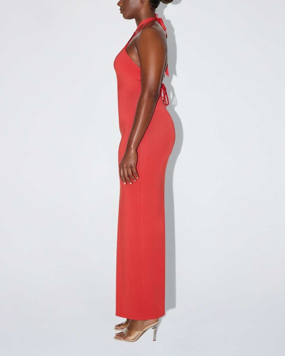Soft Stretch Halter Maxi Dress | Cherry