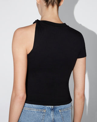 One Shoulder Twist Tee | Black