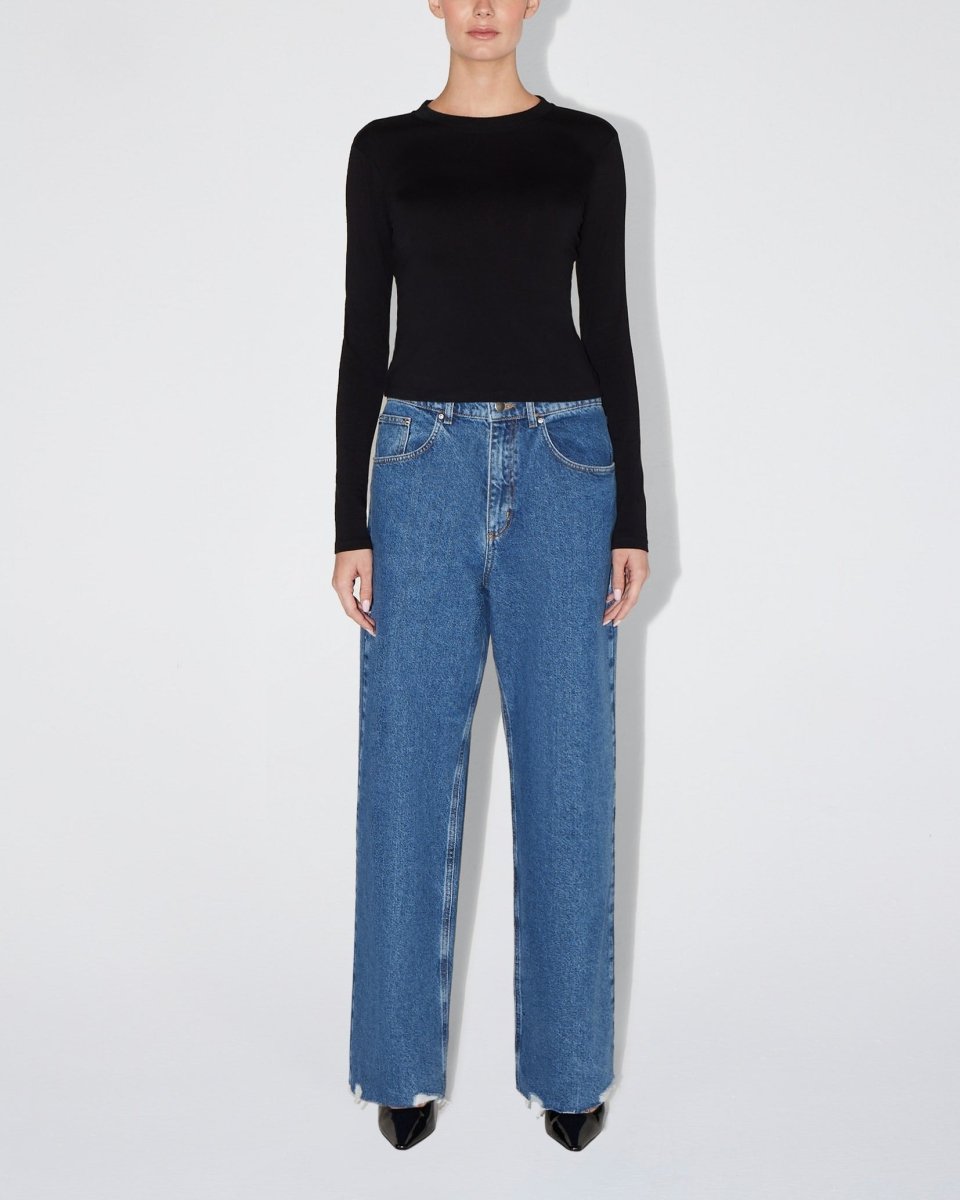 Long Sleeve Tie Tee | Black