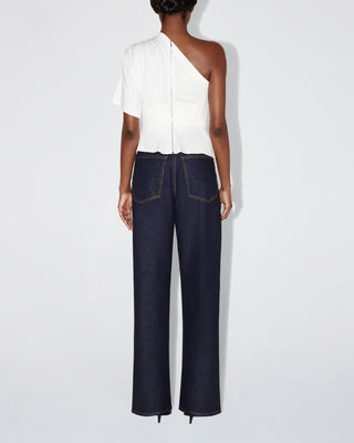 One Shoulder Cinching Tee | White