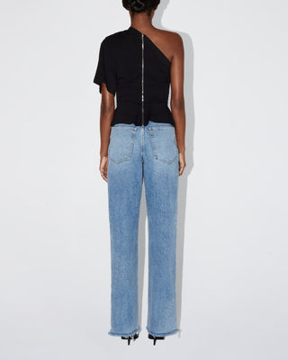 One Shoulder Cinching Tee | Black