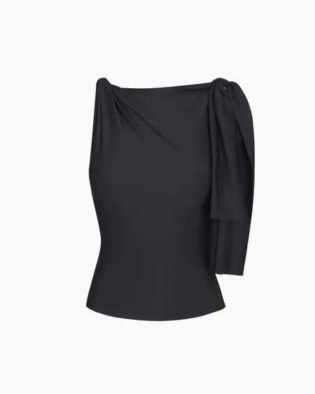 Sleek Stretch Knotted Top | Black