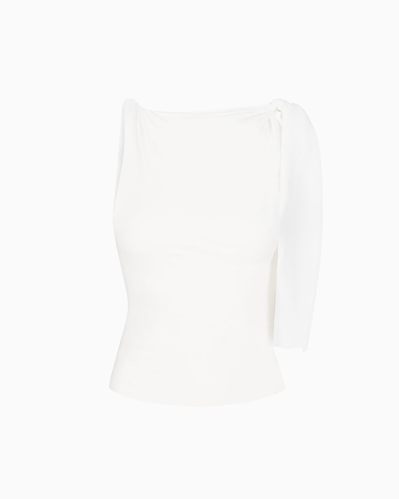 White half sleeve round neck crop top – K&M