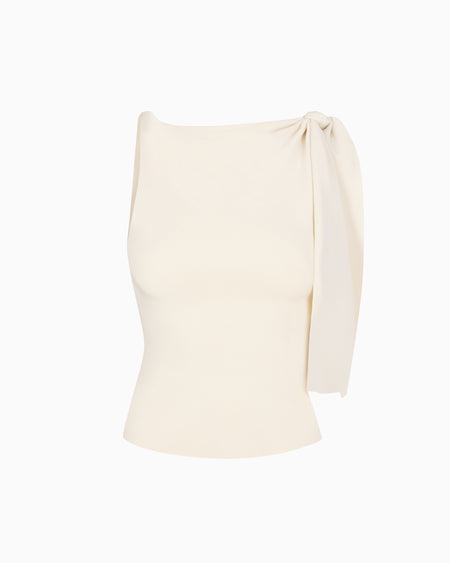 Sueded Stretch Knotted Top | Stone