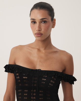 Moonlight Crochet Mini Dress | Eclipse Black