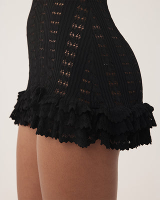 Moonlight Crochet Mini Dress | Eclipse Black