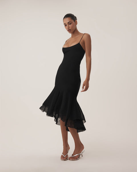 July Silk Gown in Black