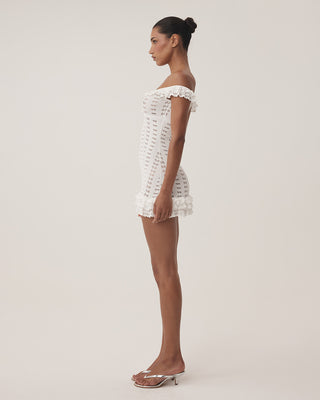 Moonlight Crochet Mini Dress | Tidal White