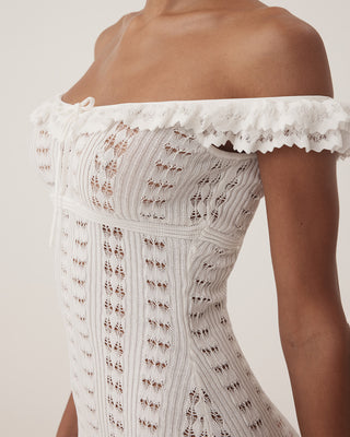 Moonlight Crochet Mini Dress | Tidal White