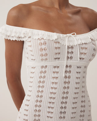 Moonlight Crochet Mini Dress | Tidal White