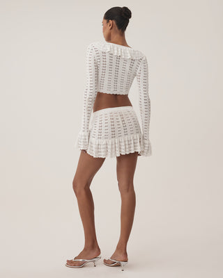 Starlight Ruffle Crochet Cardi | Tidal White