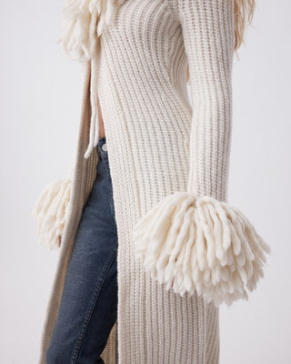 Fringe Robe Wool Cardigan | Ivory