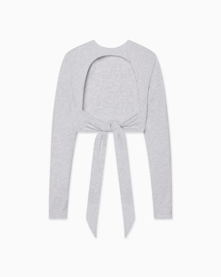 Long Sleeve Wrap Top | Light Heather Grey