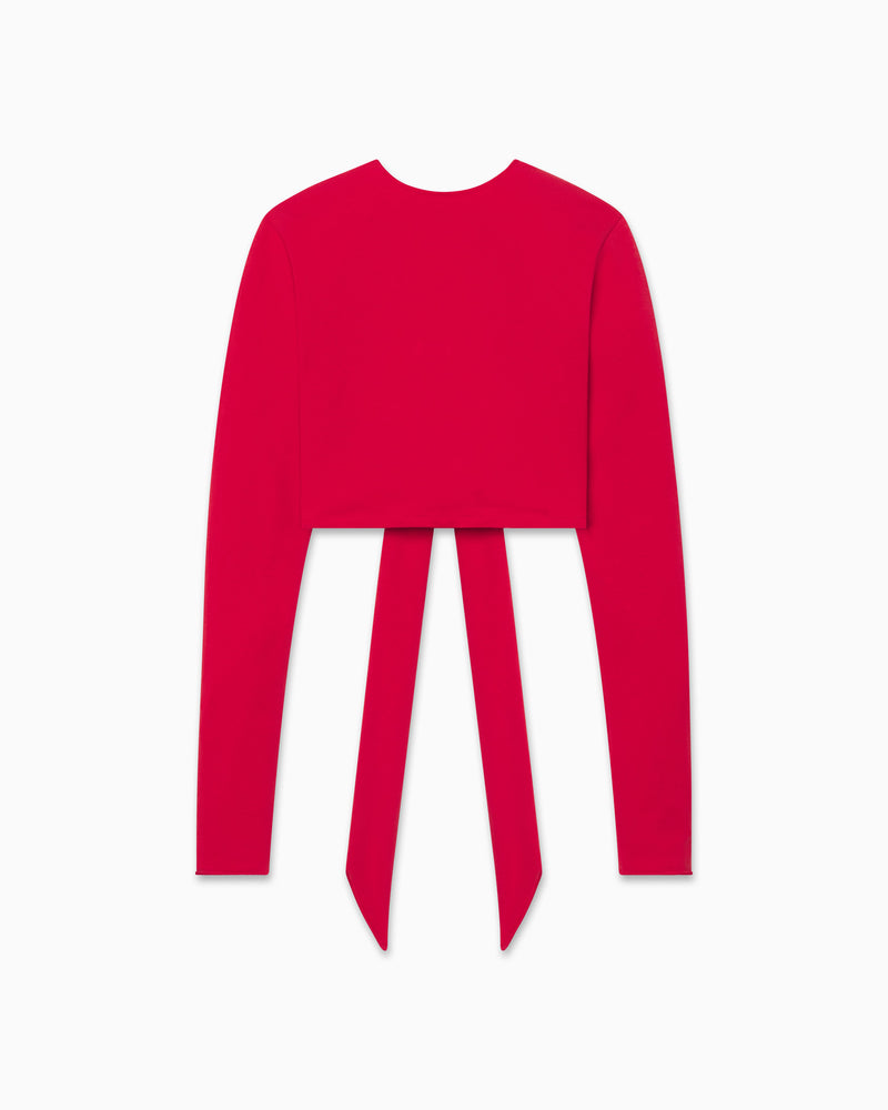 Long Sleeve Wrap Top | Red