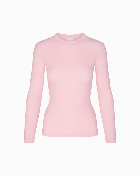 Long Sleeve Ribbed Tee | Orchid Pink