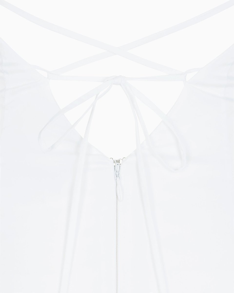 Poplin Low Back Midi Dress | White