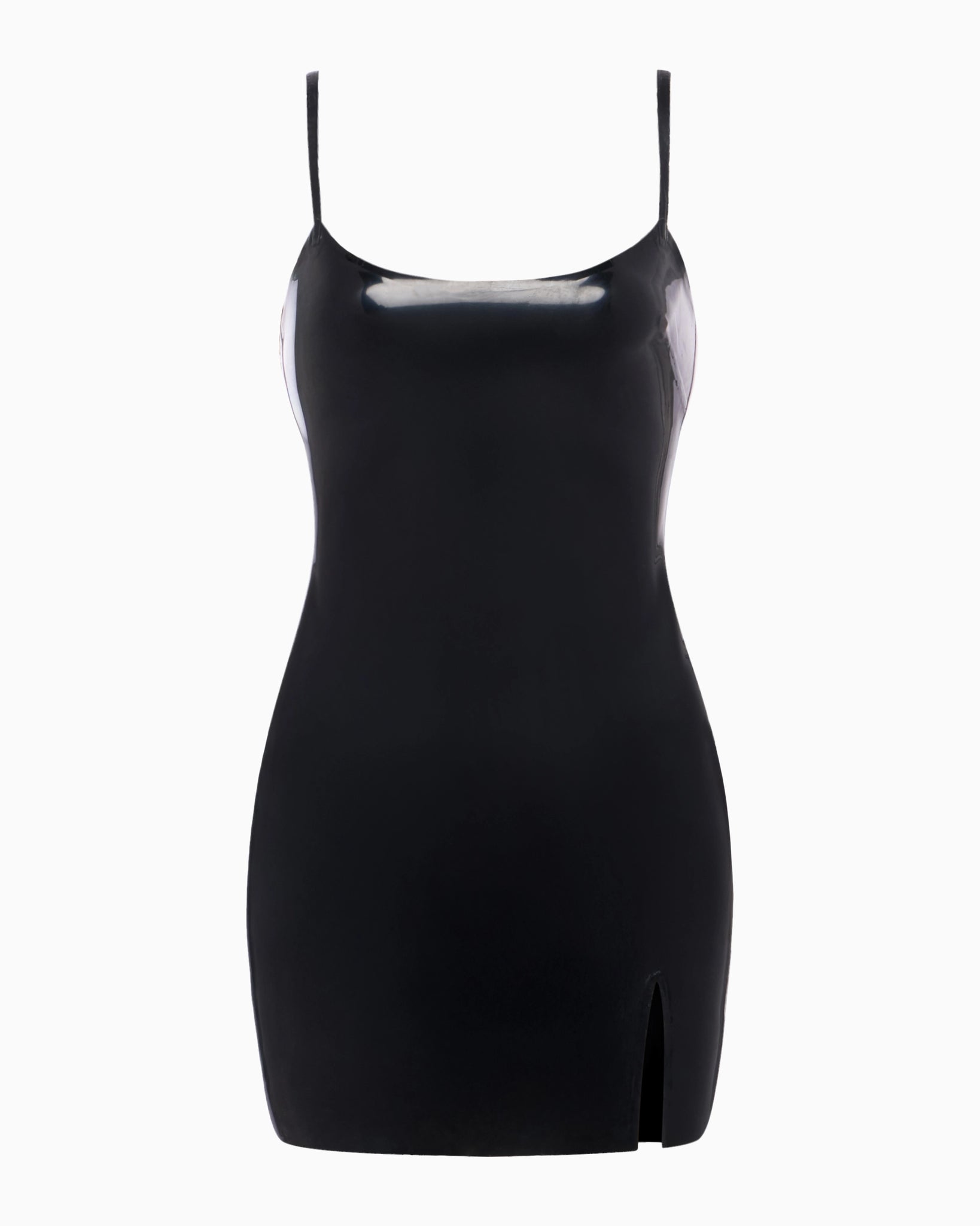 Black Latex Mini Dress Stretch Bodycon