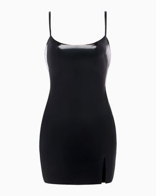 Black Latex Mini Dress Stretch Bodycon
