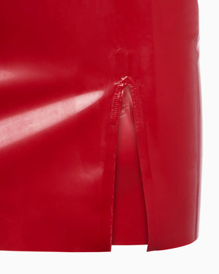 Red Latex Mini Dress Stretch Bodycon