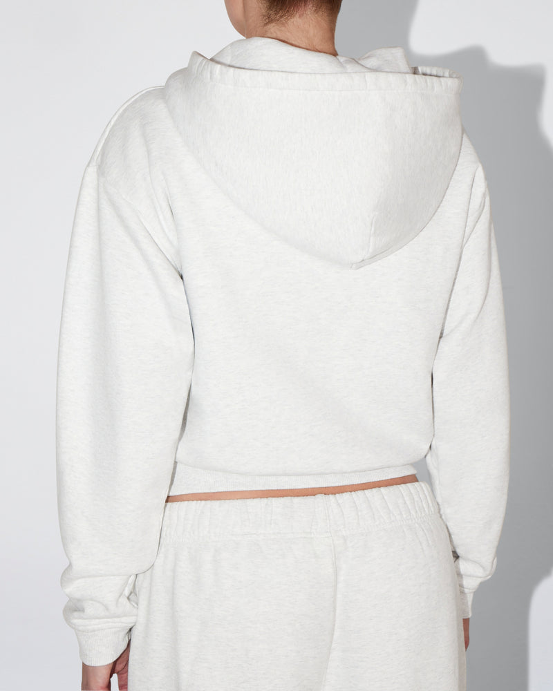 Fleece Zip Hoodie with Oversized Hood | Light Heather Grey