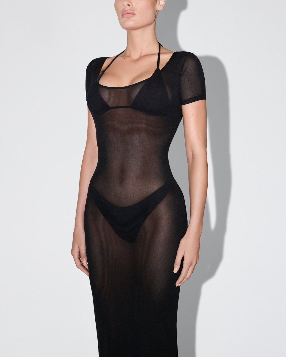 Mesh Scoop Neck Maxi Dress | Black – Khy Mesh Scoop Neck Maxi Dress | Black – Khy