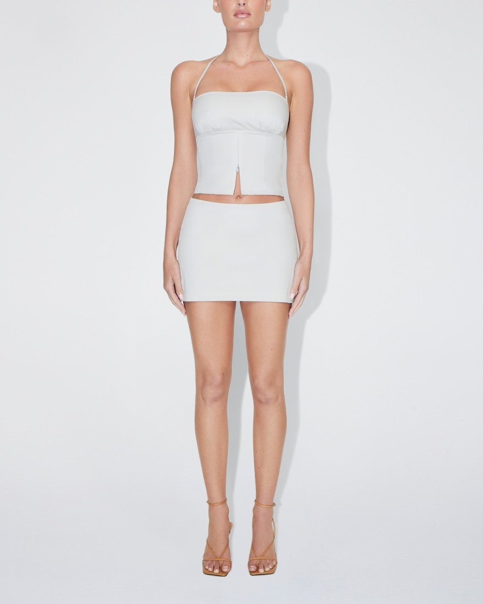 Poplin Micro Mini Skirt | Light Grey