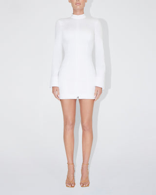Poplin Zip Mini Dress | White
