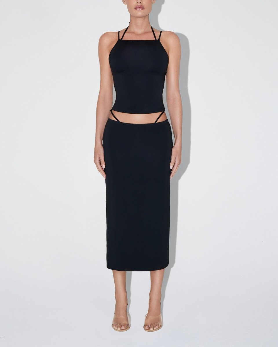 Soft Stretch High Neck Tank | Black