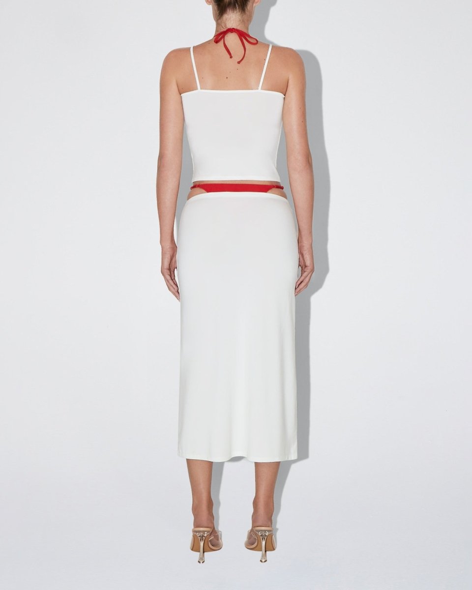 Soft Stretch High Neck Tank | Pearl White