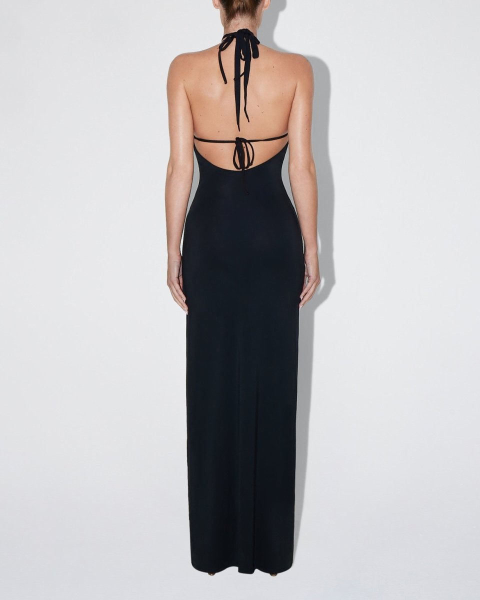 black halter maxi dress Black Halter Maxi Dress Soft Stretch
