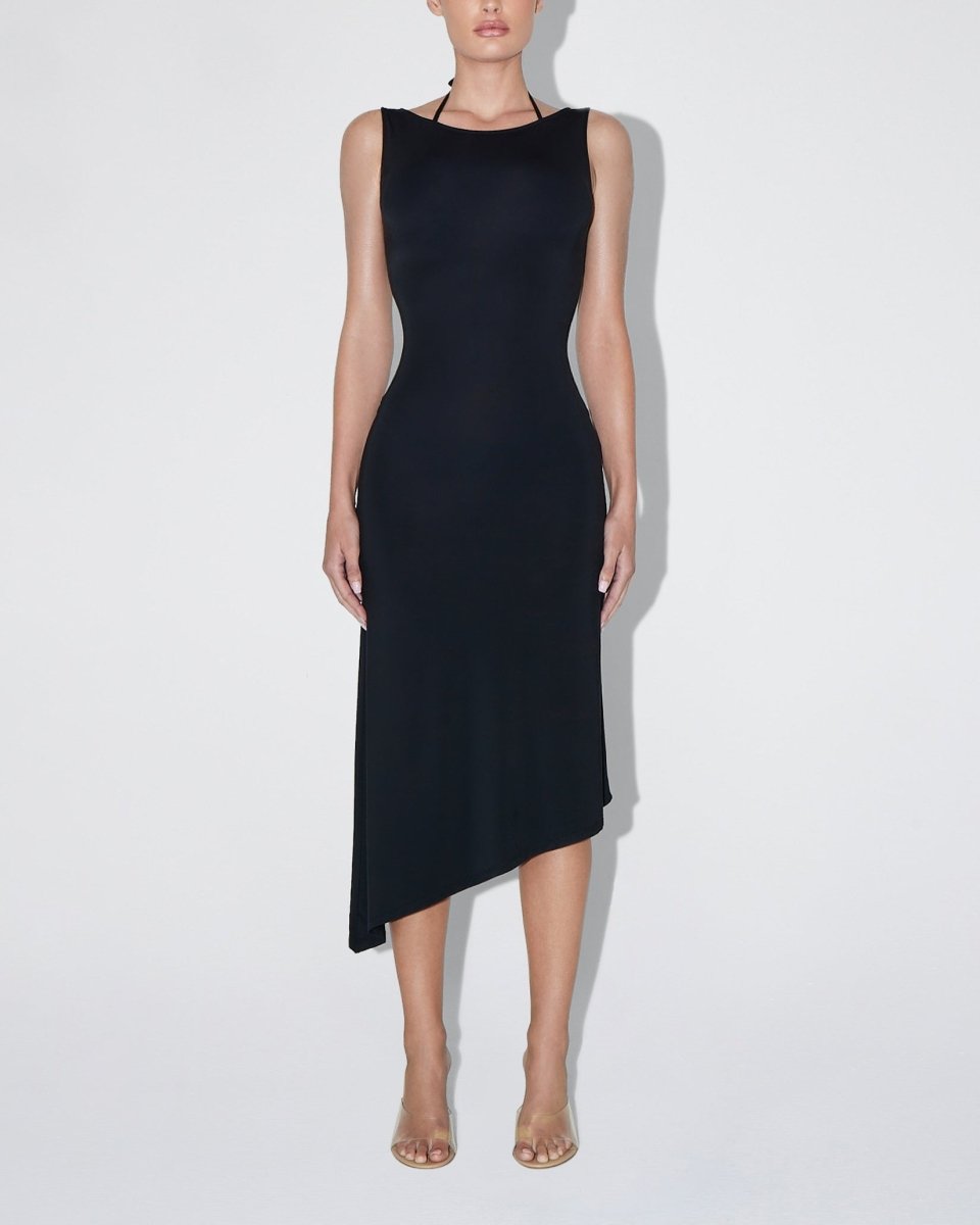 Neutral Asymmetrical Midi Dress - Small