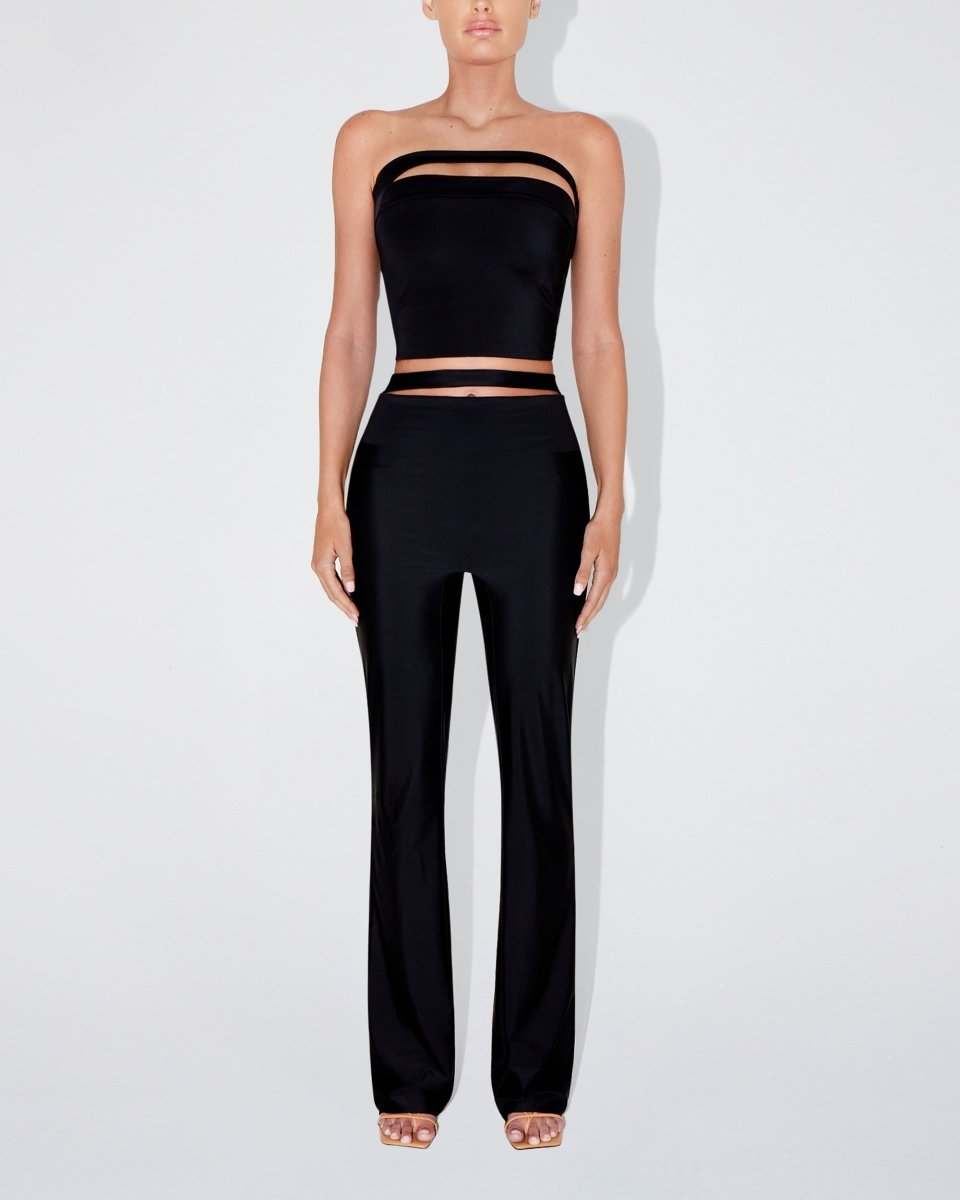 Sleek Stretch Cutout Foldover Pant | Black – Khy