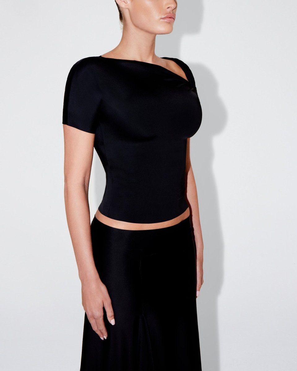 Sleek Stretch Twisted Top | Black – Khy Sleek Stretch Twisted Top | Black – Khy