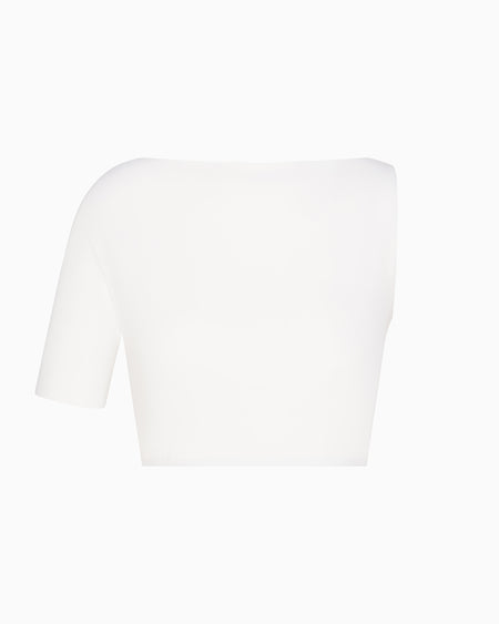 Sleek Stretch Micro One Shoulder Top | Bright White