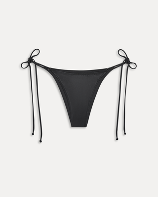 Mackenzie Metallic String Bikini Bottom | Black Chrome