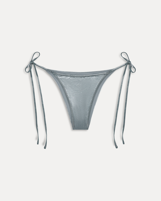Mackenzie Metallic String Bikini Bottom | Chrome