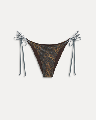 Mackenzie Foil String Bikini Bottom | Vintage Leopard