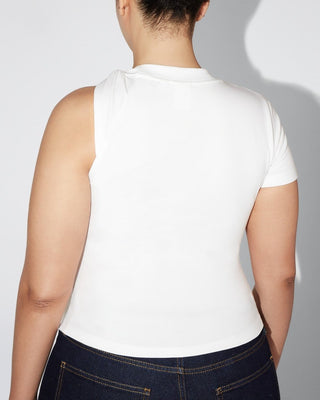 One Shoulder Twist Tee | White