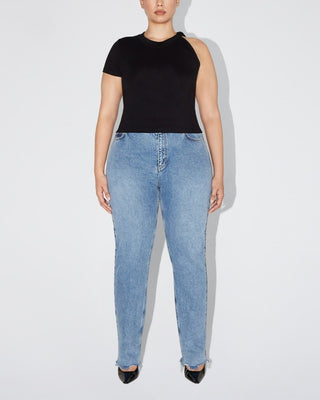 One Shoulder Twist Tee | Black