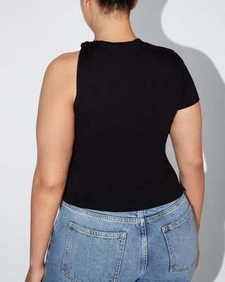 One Shoulder Twist Tee | Black
