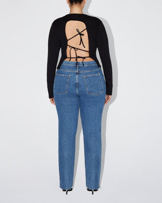 Long Sleeve Tie Tee | Black