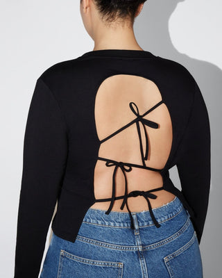 Long Sleeve Tie Tee | Black