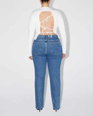 Long Sleeve Tie Tee | White