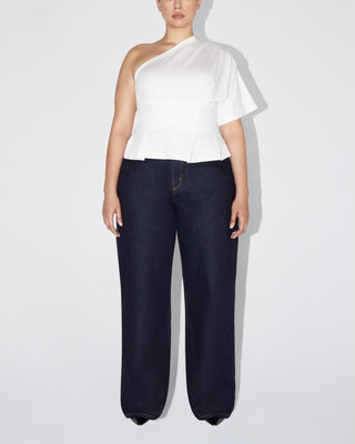 One Shoulder Cinching Tee | White