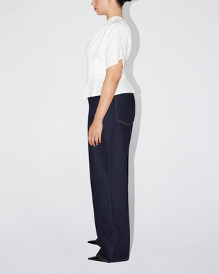 One Shoulder Cinching Tee | White